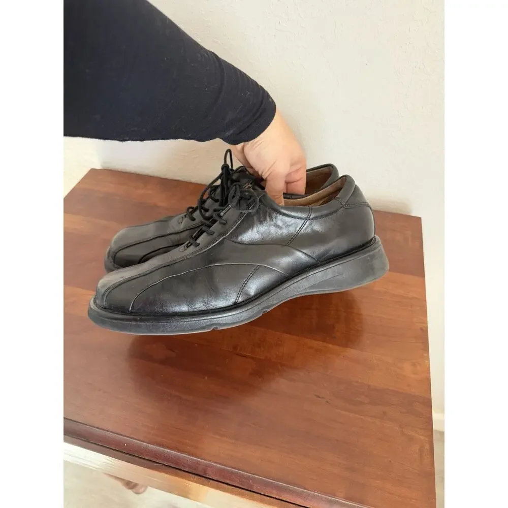 London Underground Chivas Black Leather Square Bicycle Toe Casual Oxfords Mens 9